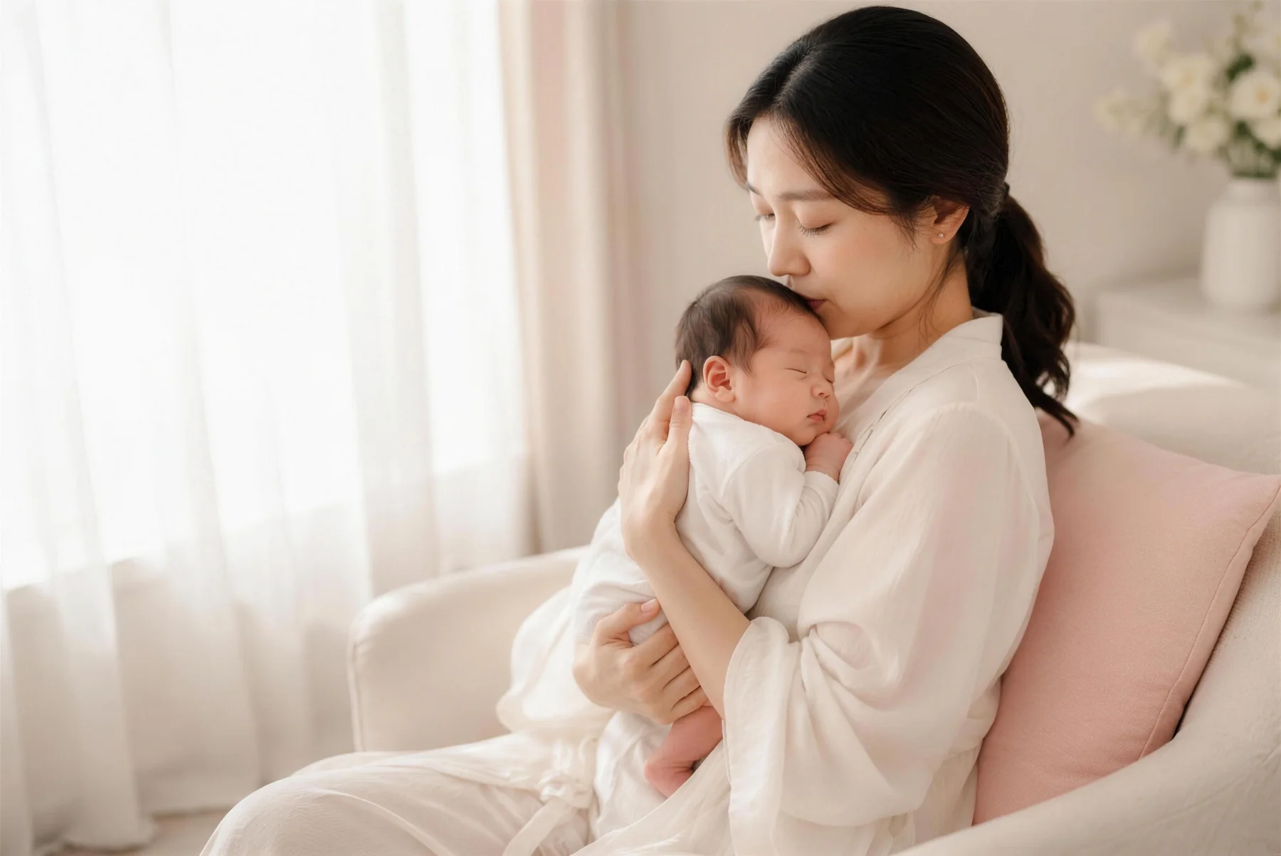 임산부 케어 정보를 읽고 있는 모습